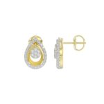 STERLING SILVER YELLOW 1/6CT ROUND DIAMOND LADIES EARRINGS - Image 2