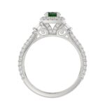 14K WHITE GOLD 1 1/2CT ROUND/BAGUETTE/OVAL DIAMOND LADIES FASHION RING(COLOR STONE OVAL GREEN EMERALD DIAMOND 3/4CT) - Image 4
