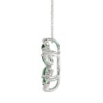 14K WHITE GOLD 1 1/3CT ROUND/PEAR/MARQUISE DIAMOND LADIES PENDANT WITH CHAIN(COLOR STONE PEAR GREEN EMERALD/MARQUISE DIAMOND 1/6CT) - Image 2