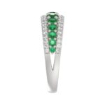 14K WHITE GOLD 1 1/6CT ROUND DIAMOND LADIES BAND(COLOR STONE ROUND GREEN EMERALD DIAMOND 7/8CT) - Image 3