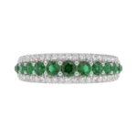 14K WHITE GOLD 1 1/6CT ROUND DIAMOND LADIES BAND(COLOR STONE ROUND GREEN EMERALD DIAMOND 7/8CT) - Image 4