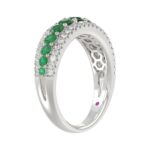 14K WHITE GOLD 1 1/6CT ROUND DIAMOND LADIES BAND(COLOR STONE ROUND GREEN EMERALD DIAMOND 7/8CT) - Image 5