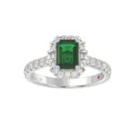 14K WHITE GOLD 1 5/8CT ROUND/BAGUETTE/EMERALD DIAMOND LADIES FASHION RING(CENTER STONE GREEN EMERALD DIAMOND 1CT) - Image 3