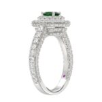 14K WHITE GOLD 2 1/3CT ROUND/OVAL DIAMOND LADIES RING(COLOR STONE OVAL GREEN EMERALD DIAMOND 7/8CT) - Image 2