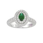 14K WHITE GOLD 2 1/3CT ROUND/OVAL DIAMOND LADIES RING(COLOR STONE OVAL GREEN EMERALD DIAMOND 7/8CT) - Image 3
