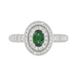 14K WHITE GOLD 2 1/3CT ROUND/OVAL DIAMOND LADIES RING(COLOR STONE OVAL GREEN EMERALD DIAMOND 7/8CT) - Image 6