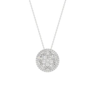 14K WHITE GOLD 2 3/8CT ROUND/OVAL DIAMOND LADIES PENDANT WITH CHAIN (COLOR STONE OVAL DIAMOND 1 3/4CT)