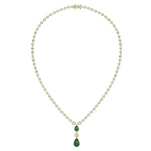 14K WHITE GOLD/YELLOW GOLD 5 3/4CT ROUND/BAGUETTE/PEAR DIAMOND LADIES NECKLACE