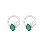 14K WHITE GOLD7/8CT ROUND/PEAR DIAMOND LADIES EARRINGS