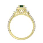 14K YELLOW GOLD 1 1/2CT ROUND/BAGUETTE/OVAL DIAMOND LADIES FASHION RING(COLOR STONE OVAL GREEN EMERALD DIAMOND 3/4CT) - Image 4