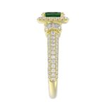 14K YELLOW GOLD 1 1/2CT ROUND/BAGUETTE/OVAL DIAMOND LADIES FASHION RING(COLOR STONE OVAL GREEN EMERALD DIAMOND 3/4CT) - Image 5