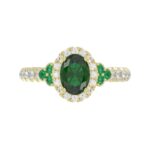 14K YELLOW GOLD 1 3/8CT ROUND/OVAL DIAMOND LADIES FASHION RING(COLOR STONE OVAL GREEN EMERALD DIAMOND 1CT) - Image 6