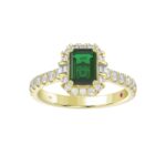 14K YELLOW GOLD 1 5/8CT ROUND/BAGUETTE/EMERALD DIAMOND LADIES FASHION RING(CENTER STONE GREEN EMERALD DIAMOND 1CT) - Image 3