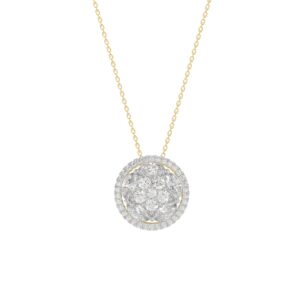 14K YELLOW GOLD 2 3/8CT ROUND/OVAL DIAMOND LADIES PENDANT WITH CHAIN (COLOR STONE OVAL DIAMOND 1 3/4CT)