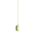 14K YELLOW GOLD 7/8CT ROUND/OVAL/PINK SAPPHIRE DIAMOND LADIES NECKLACE (CENTER STONE OVAL EMERALD DIAMOND 3/4CT) - Image 3
