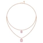 18K ROSE GOLD 1/4CT ROUND/BAGUETTE DIAMOND LADIES NECKLACE (AURORA PINK ENAMEL)