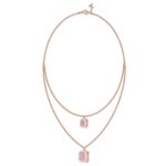 18K ROSE GOLD 1/4CT ROUND/BAGUETTE DIAMOND LADIES NECKLACE (AURORA PINK ENAMEL) - Image 3