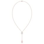 18K ROSE GOLD 1/4CT ROUND/BAGUETTE DIAMOND LADIES NECKLACE (AURORA PINK ENAMEL)