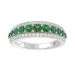 18K WHITE GOLD 1 1/6CT ROUND DIAMOND LADIES BAND(COLOR STONE ROUND GREEN EMERALD DIAMOND 7/8CT)