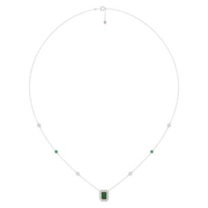18K WHITE GOLD 1/2CT ROUND/EMERALD DIAMOND LADIES NECKLACE(COLOR STONE EMERALD DIAMOND 1/2CT)