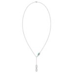 18K WHITE GOLD 1/5CT ROUND DIAMOND MALACHITE LADIES NECKLACE - Image 3