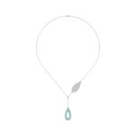 18K WHITE GOLD 1/6CT ROUND DIAMOND LADIES NECKLACE (CELESTE BLUE ENAMEL)