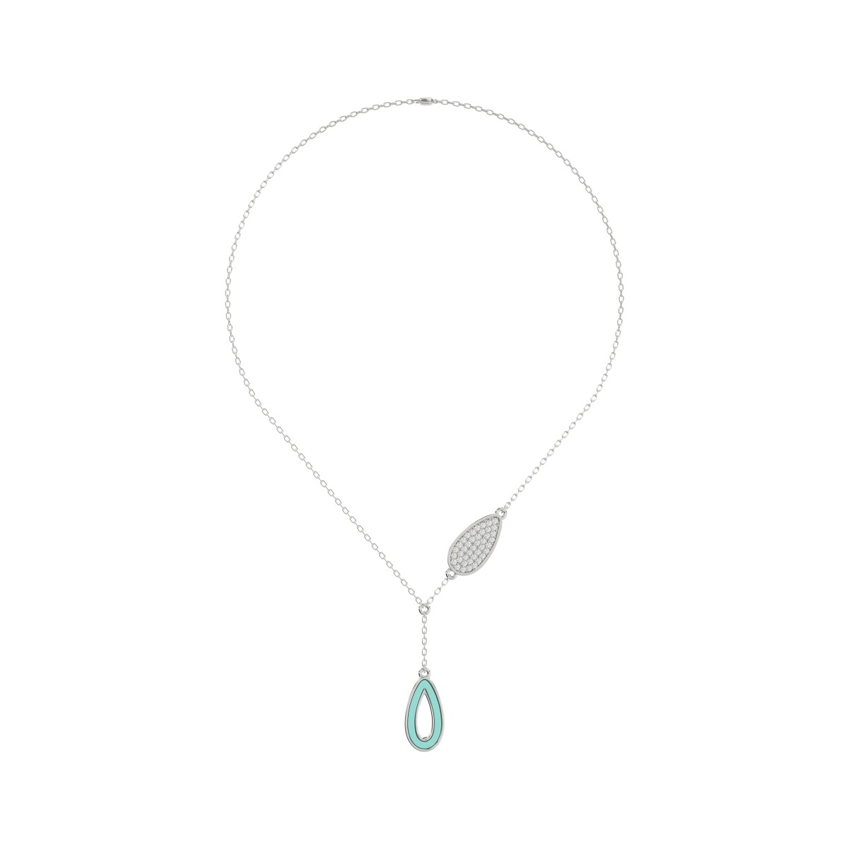 19224167_VA23400W-TFY-1201x1201.jpg 18K WHITE GOLD 1/6CT ROUND DIAMOND LADIES NECKLACE (CELESTE BLUE ENAMEL) - Image 1