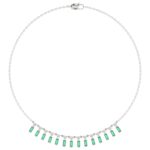 18K WHITE GOLD 1CT ROUND/BAGUETTE DIAMOND LADIES NECKLACE(COLOR STONE EMERALD DIAMOND 3/4CT)