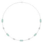 18K WHITE GOLD 3/4CT ROUND DIAMOND LADIES NECKLACE (CELESTE BLUE ENAMEL)