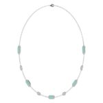 18K WHITE GOLD 3/4CT ROUND DIAMOND LADIES NECKLACE (CELESTE BLUE ENAMEL) - Image 3