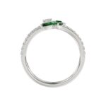 18K WHITE GOLD 7/8CT ROUND/EMERALD DIAMOND LADIES RING(COLOR STONE EMERALD/MARQUISE DIAMOND 5/8CT - Image 2