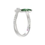 18K WHITE GOLD 7/8CT ROUND/EMERALD DIAMOND LADIES RING(COLOR STONE EMERALD/MARQUISE DIAMOND 5/8CT - Image 3