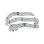 18K WHITE GOLD 7/8CT ROUND/EMERALD DIAMOND LADIES RING(COLOR STONE ROUND DIAMOND 1/6CT)
