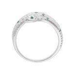 18K WHITE GOLD 7/8CT ROUND/EMERALD DIAMOND LADIES RING(COLOR STONE ROUND DIAMOND 1/6CT) - Image 2