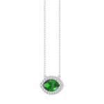 18K WHITE GOLD 7/8CT ROUND/MARQUISE DIAMOND LADIES NECKLACE(COLOR STONE MARQUISE GREEN EMERALD DIAMOND 3/4CT) - Image 2
