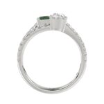18K WHITE GOLD 7/8CT ROUND/PEAR/EMERALD DIAMOND LADIES RING(COLOR STONE GREEN EMERALD DIAMOND 1/3CT / PEAR DIAMOND 1/4CT) - Image 3