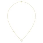 18K YELLOW GOLD 1/3CT ROUND/BAGUETTE DIAMOND LADIES NECKLACE