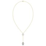 18K YELLOW GOLD 1/4CT ROUND/BAGUETTE DIAMOND LADIES NECKLACE (MIDNIGHT BLACK ENAMEL)