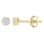 18K YELLOW GOLD 1CT ROUND DIAMOND LADIES FLOWER EARRINGS - Image 2
