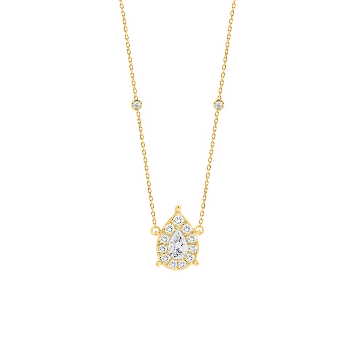 19224350_VA24698Y-1201x1201.jpg 18K YELLOW GOLD 3/4CT ROUND/PEAR DIAMOND LADIES NECKLACE(CENTER STONE PEAR DIAMOND 3/8CT) - Image 1