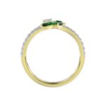 18K YELLOW GOLD 7/8CT ROUND/EMERALD DIAMOND LADIES RING(COLOR STONE EMERALD/MARQUISE DIAMOND 5/8CT - Image 2