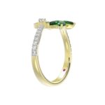 18K YELLOW GOLD 7/8CT ROUND/EMERALD DIAMOND LADIES RING(COLOR STONE EMERALD/MARQUISE DIAMOND 5/8CT - Image 3