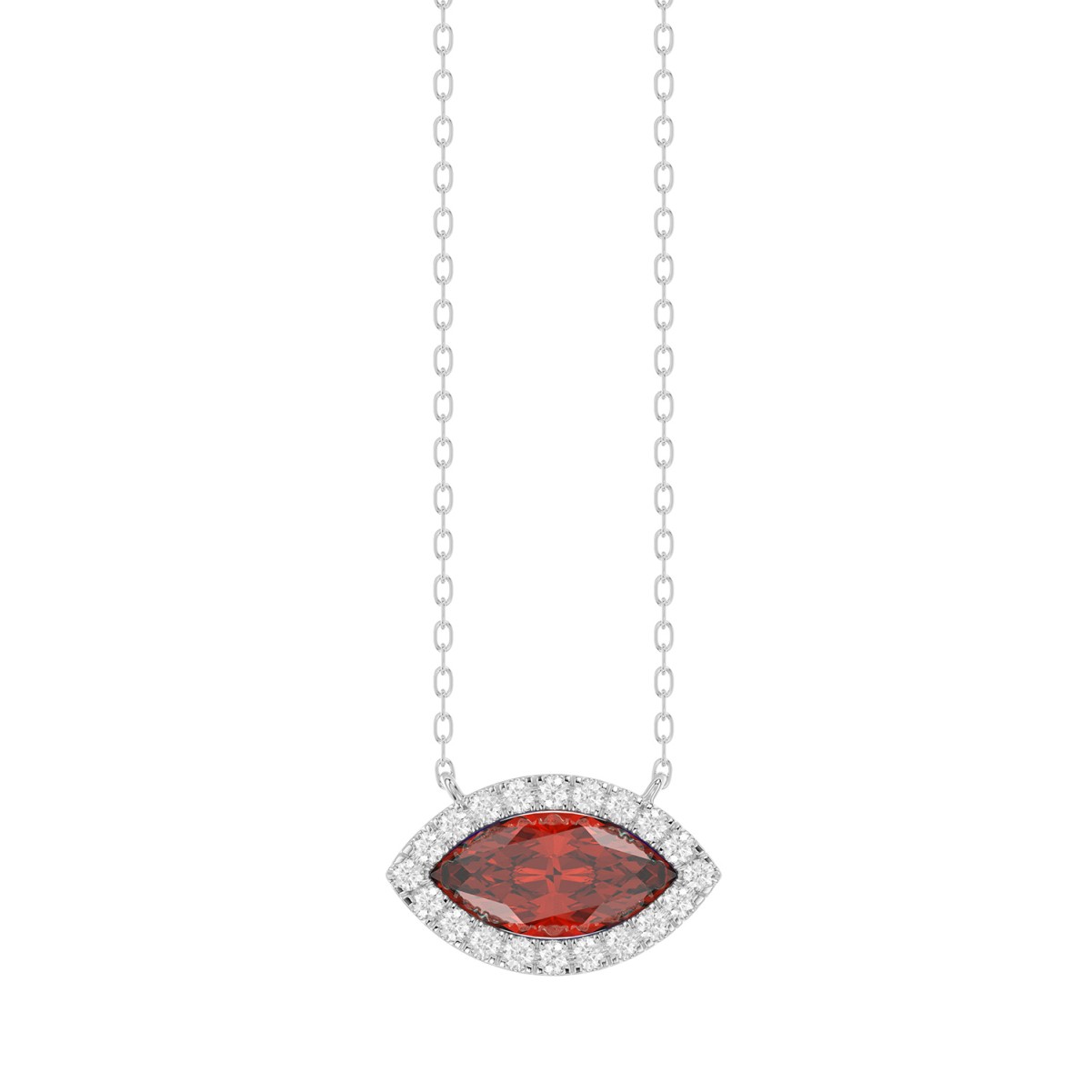 19224370_VA23584W-14K-1201x1201.jpg 14K WHITE GOLD 7/8CT ROUND/MARQUISE/PINK SAPPHIRE DIAMOND LADIES NECKLACE (CENTER STONE RUBY MARQUISE DIAMOND 3/4CT) - Image 1