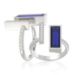 18K WHITE GOLD 1 7/8CT ROUND/ONYX DIAMOND LADIES RING(COLOR STONE BLUE ONYX DIAMOND 1 5/8CT)