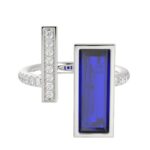 18K WHITE GOLD 1 7/8CT ROUND/ONYX DIAMOND LADIES RING(COLOR STONE BLUE ONYX DIAMOND 1 5/8CT) - Image 6