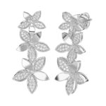18K WHITE GOLD 3/4CT ROUND DIAMOND LADIES EARRINGS - Image 2