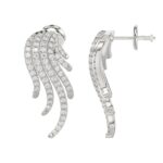 18K WHITE GOLD 3/4CT ROUND DIAMOND LADIES EARRINGS - Image 2