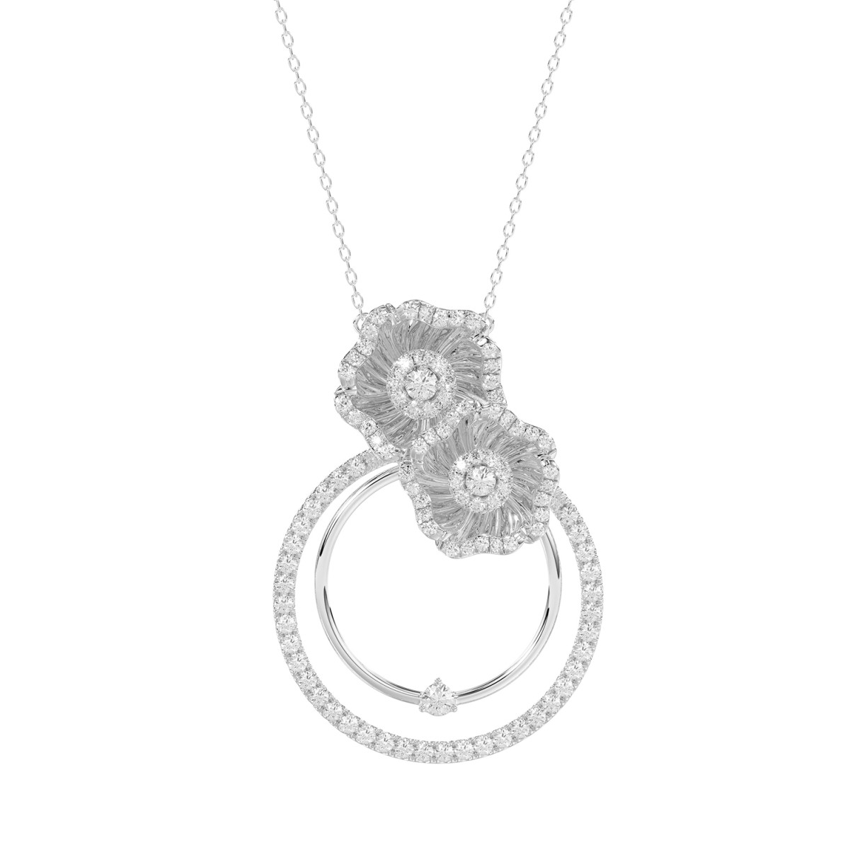 19224526_VA19309W-1201x1201.jpg 18K WHITE GOLD 3/4CT ROUND DIAMOND LADIES PENDANT WITH CHAIN - Image 1