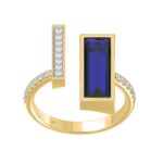 18K YELLOW GOLD 1 7/8CT ROUND/ONYX DIAMOND LADIES RING(COLOR STONE BLUE ONYX DIAMOND 1 5/8CT) - Image 2