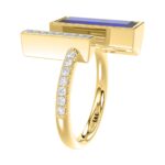 18K YELLOW GOLD 1 7/8CT ROUND/ONYX DIAMOND LADIES RING(COLOR STONE BLUE ONYX DIAMOND 1 5/8CT) - Image 4